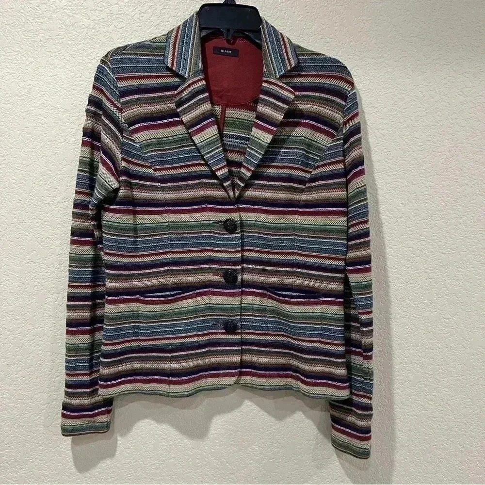 Riani Jacket Blazer Striped Unlined Collared Women’s Size 10 Germany
